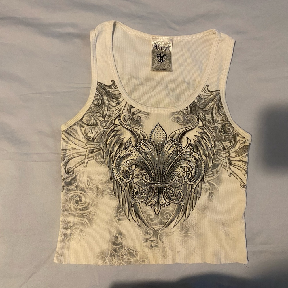 Vintage, Vocal bejeweled crop top, women’s Small